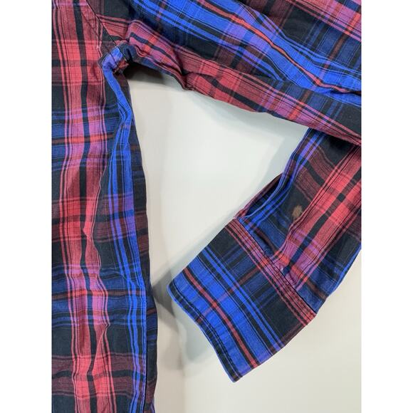 Wrangler Mens Pearl Snap Western Shirt Small Red Plaid Rodeo Cowboy Retro Work - Picture 7 of 10